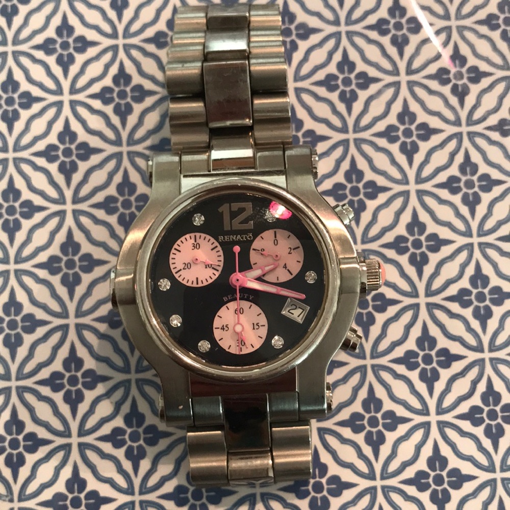 RENATO STAINLESS WATCH W/DIAMONDS